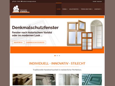 Tischlerei Zimmer in Pirna - Screenshot Webseite am 26.08.24